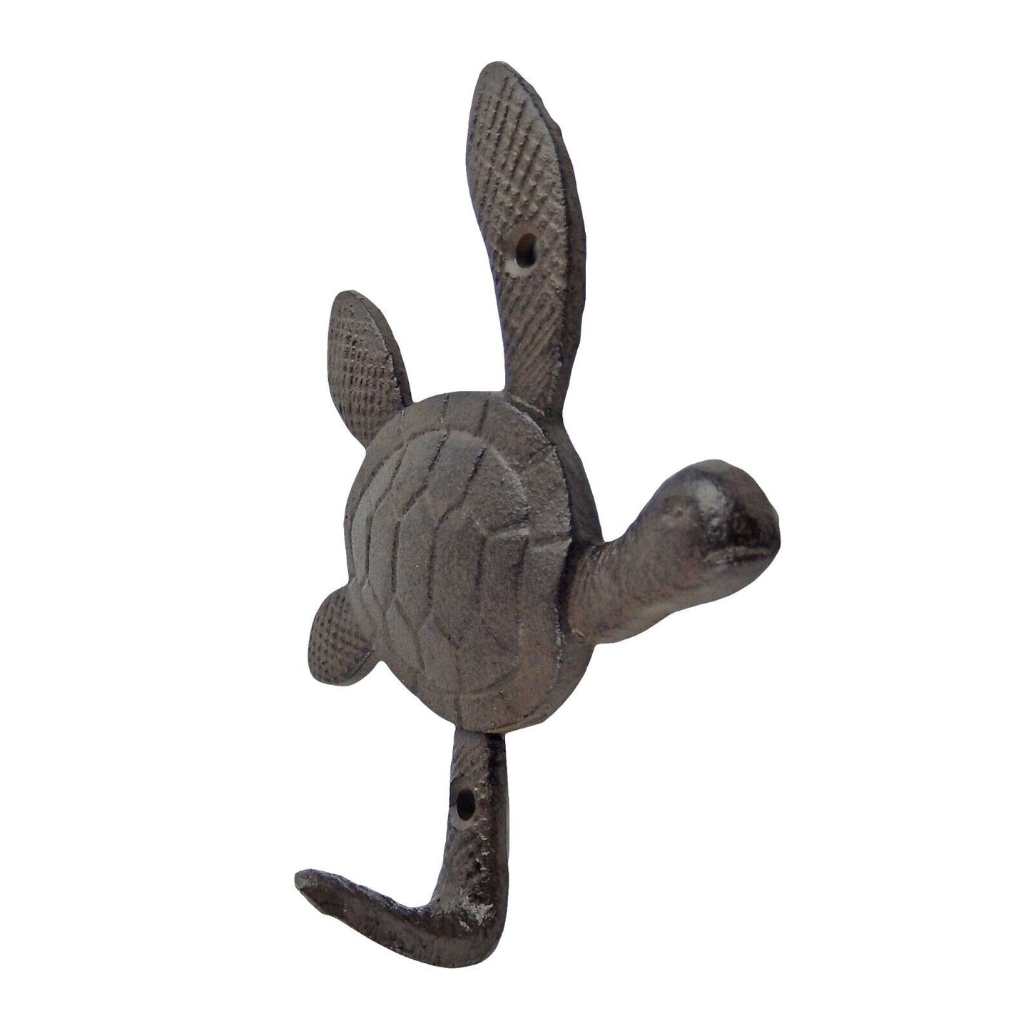 Brown Sea Turtle Wall Hook Cast Iron Key Towel Coat Hanger Nautical Beach Decor