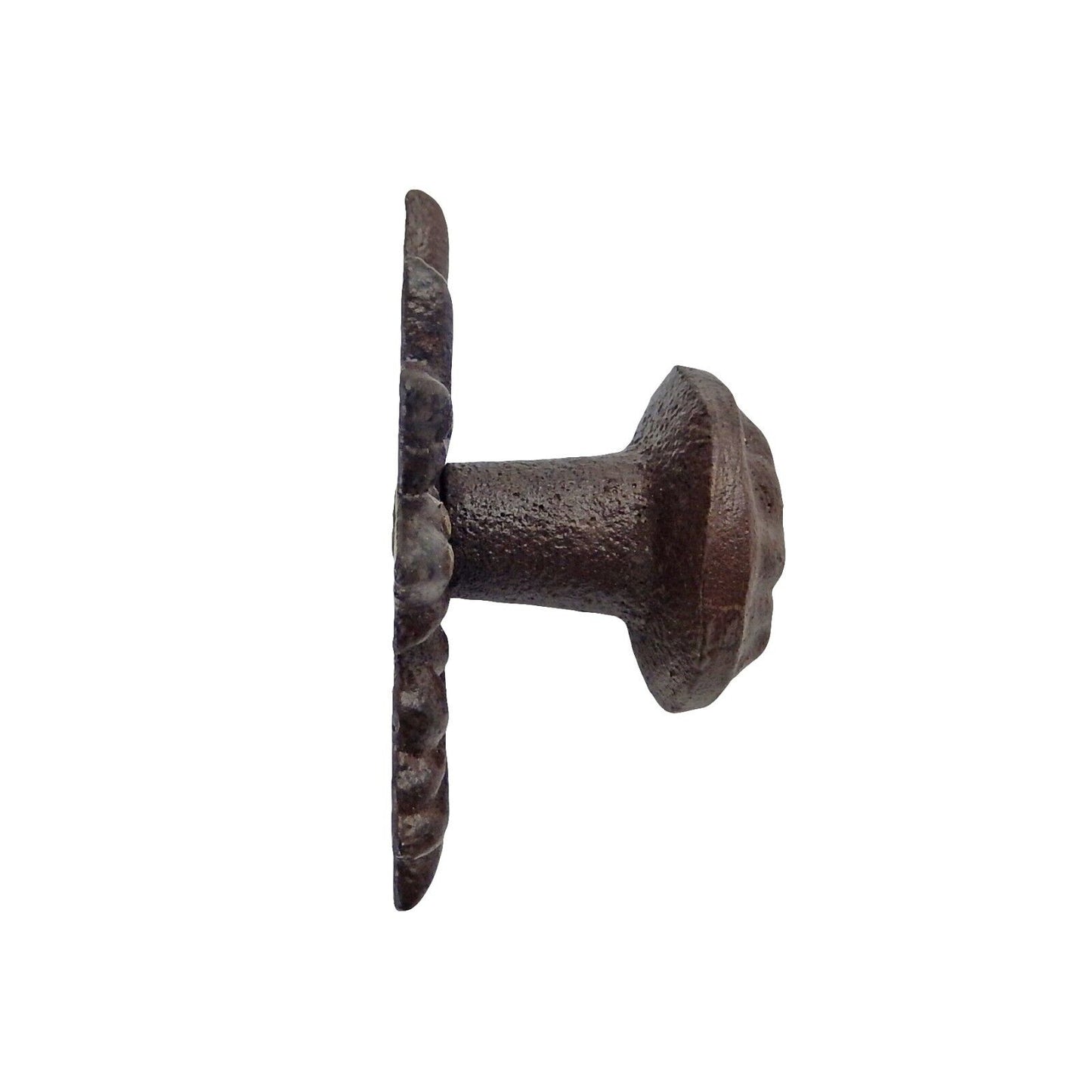 Cast Iron Floral Drawer Knob Pull Wall Hook Hanger Antique Style Rustic Brown