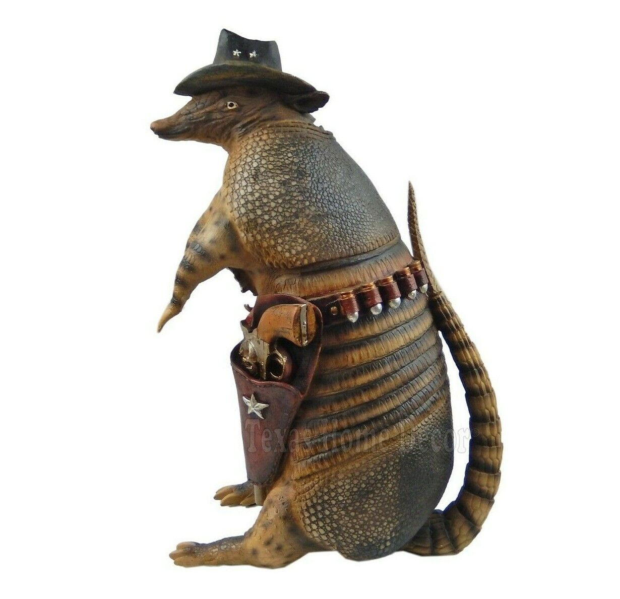 Large Armadillo Statue Texas Cowboy Sheriff Piggy Bank Rustic Western 15.5" Tall