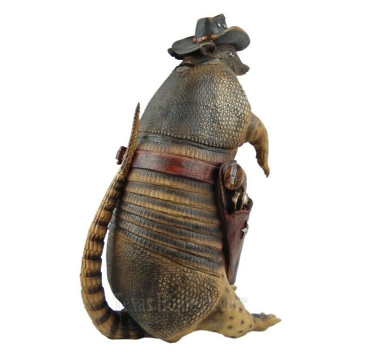 Large Armadillo Statue Texas Cowboy Sheriff Piggy Bank Rustic Western 15.5" Tall