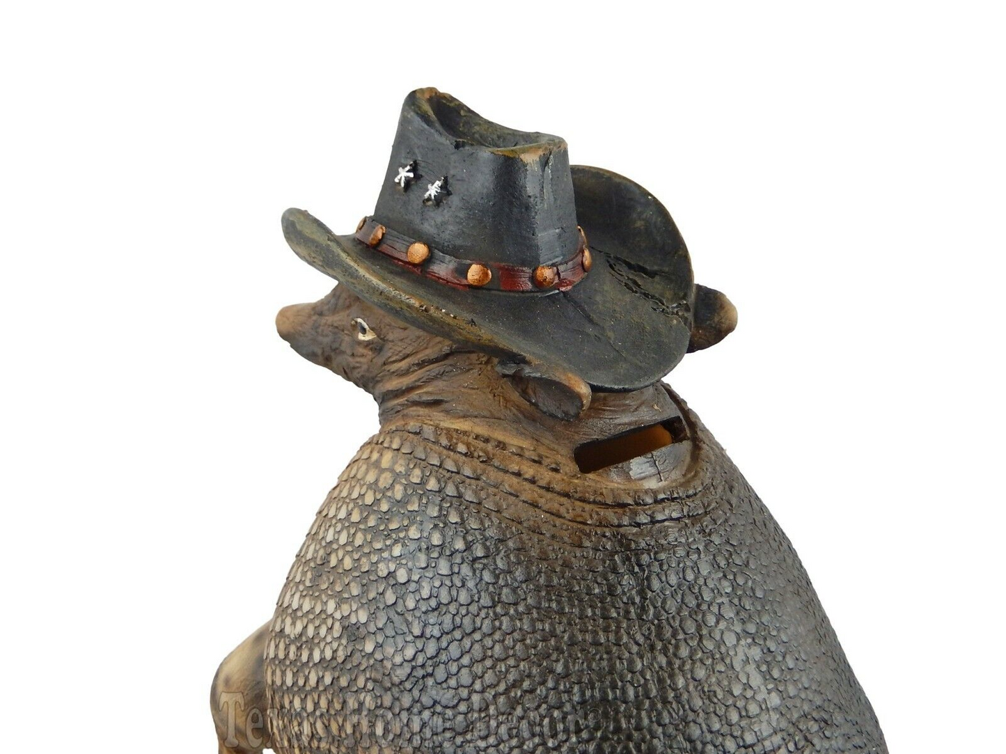 Large Armadillo Statue Texas Cowboy Sheriff Piggy Bank Rustic Western 15.5" Tall