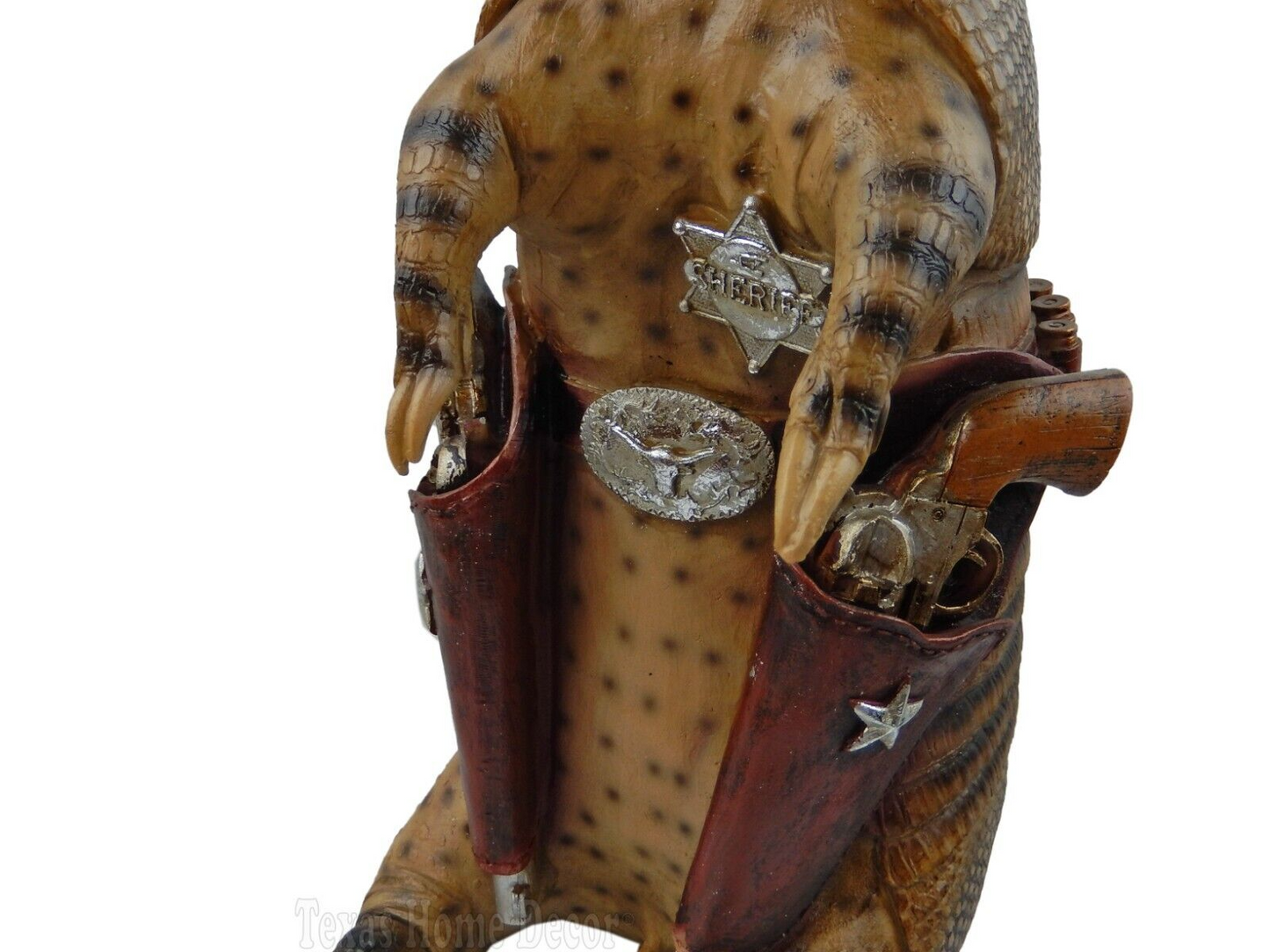 Large Armadillo Statue Texas Cowboy Sheriff Piggy Bank Rustic Western 15.5" Tall