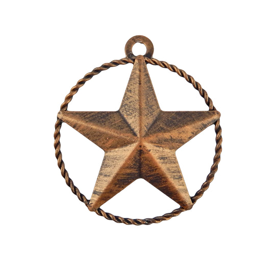 Rustic Tiny Small Barn Star Twisted Wire Ring 3 inch Tin Metal Brushed Copper