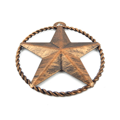 Rustic Tiny Small Barn Star Twisted Wire Ring 4 inch Tin Metal Brushed Copper