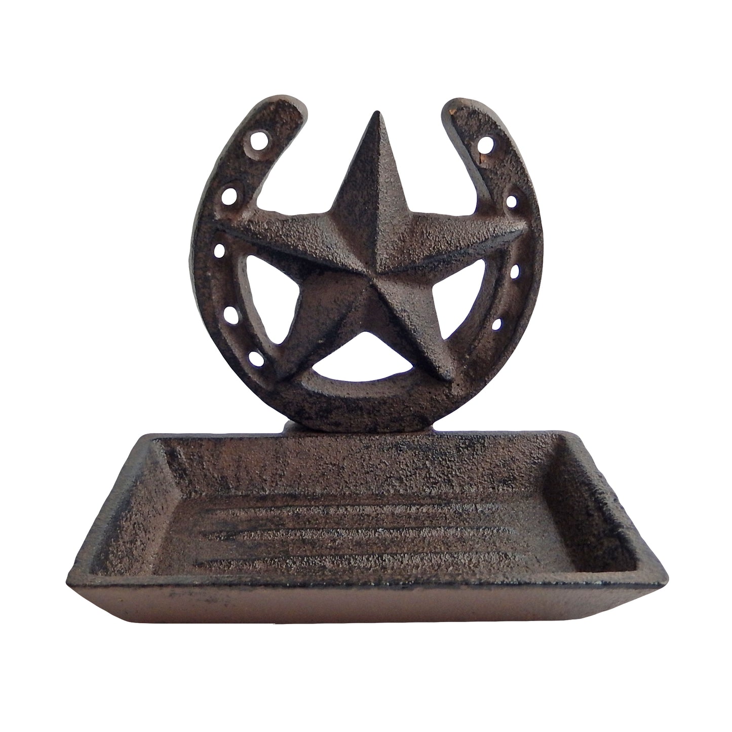 Western Rustic Cast Iron Soap Dish Star Horseshoe Wall Mounted Bath Accessory