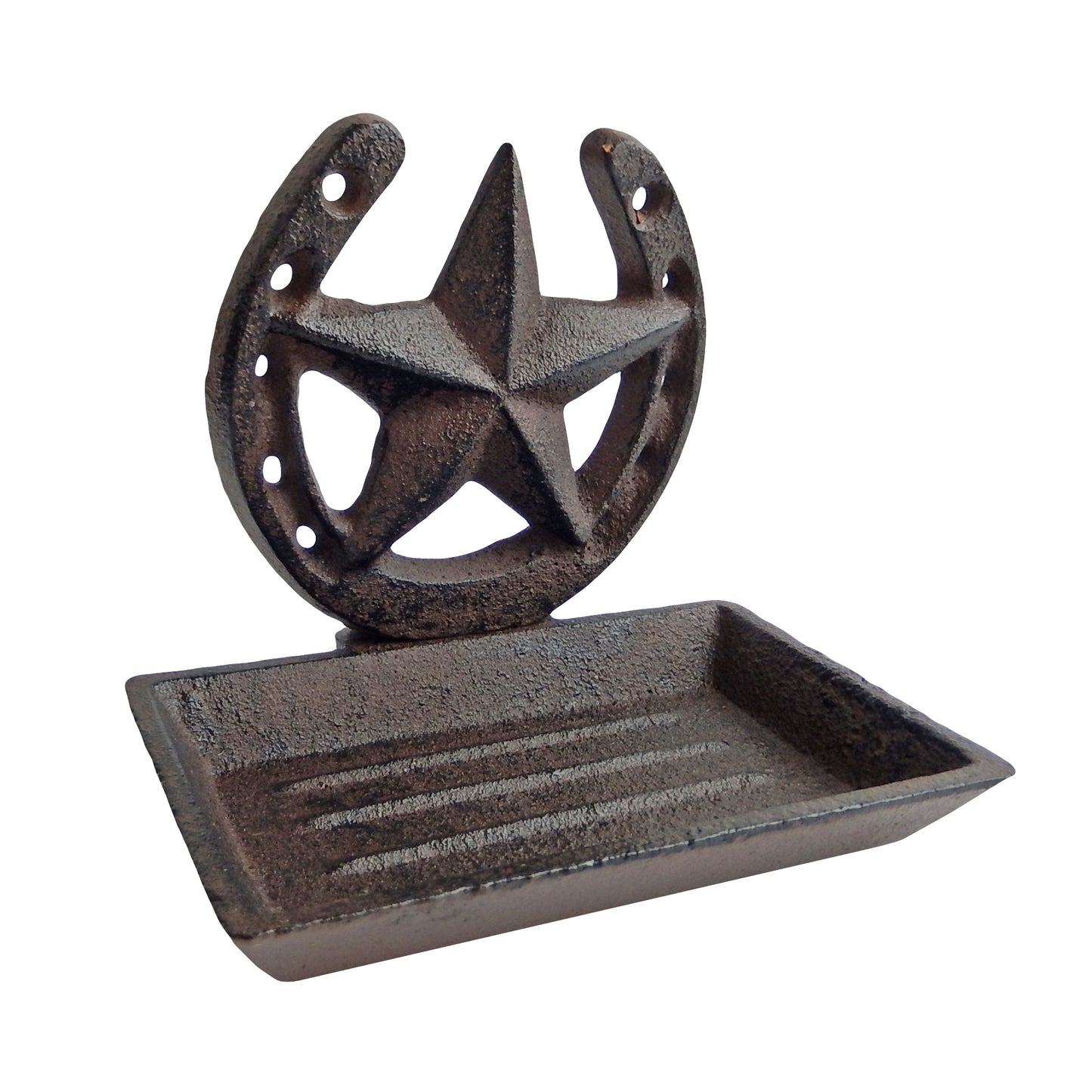 Western Rustic Cast Iron Soap Dish Star Horseshoe Wall Mounted Bath Accessory