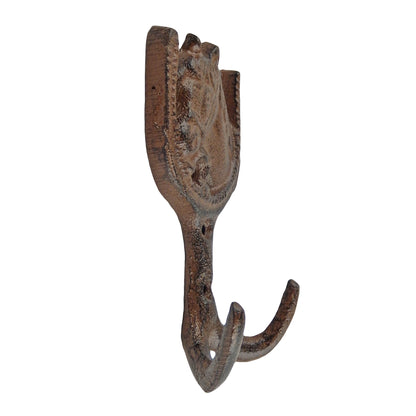 Rustic Horseshoe Horse Double Wall Hook Cast Iron Key Towel Coat Hanger