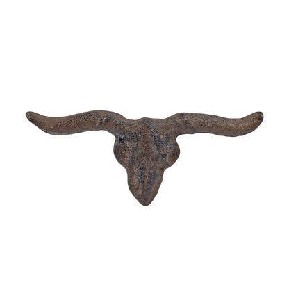 6 Longhorn Steer Drawer Pull Handle Knob Brown 3 1/2 inch Cast Iron Western