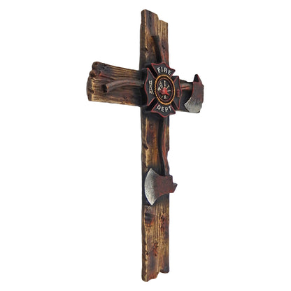 Fireman Decorative Wall Cross Axe Maltese Fire Department Emblem Firefighter 12"