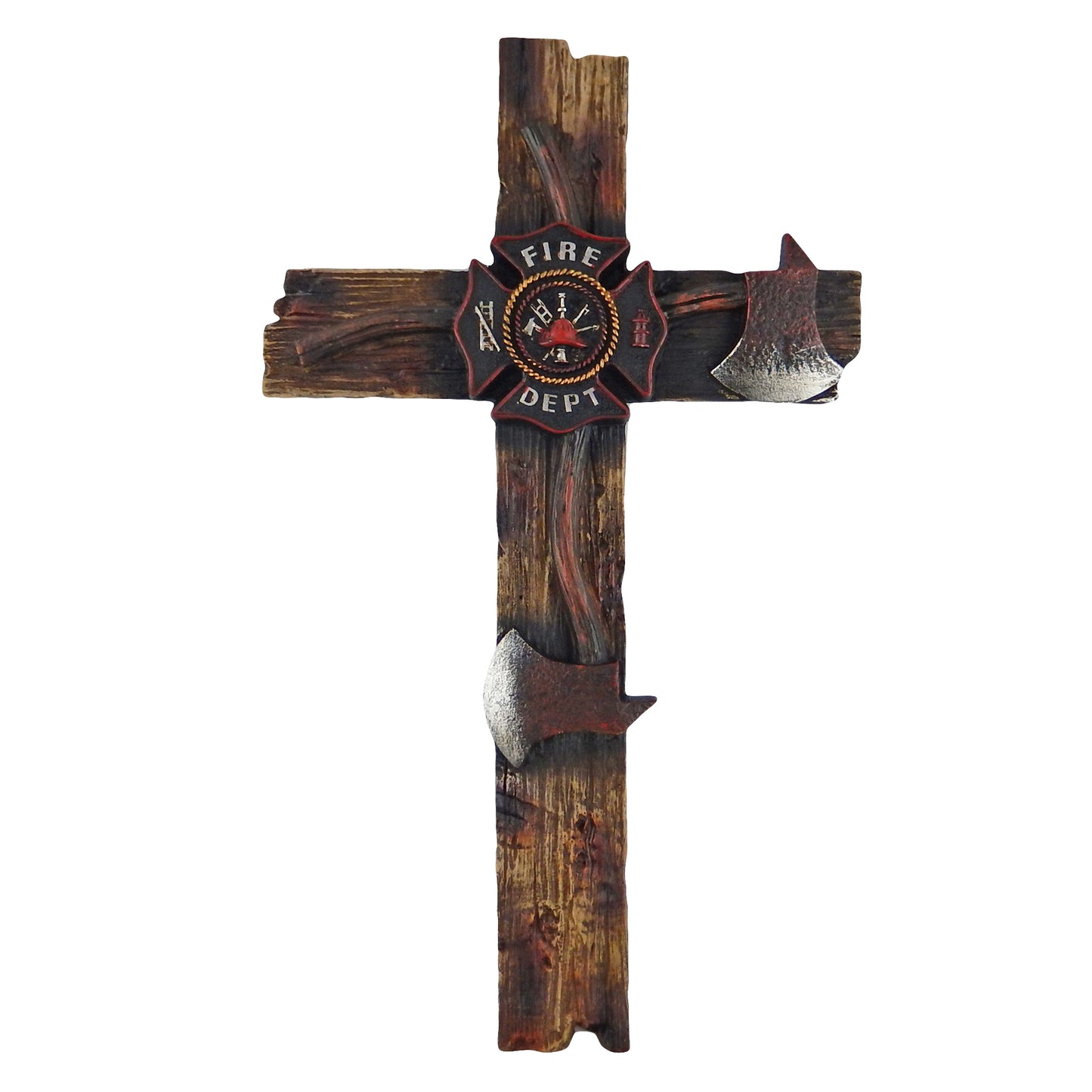 Fireman Decorative Wall Cross Axe Maltese Fire Department Emblem Firefighter 12"
