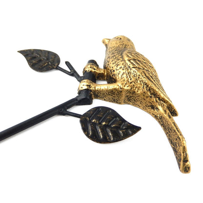 Metal Bird Wall Hooks Gold & Black Key Towel Coat Hanger Set of 2