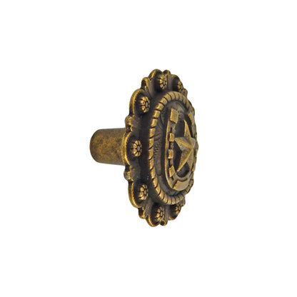 Star Horseshoe Floral Cabinet Drawer Knob Pull Antique Brass 1.5 inch