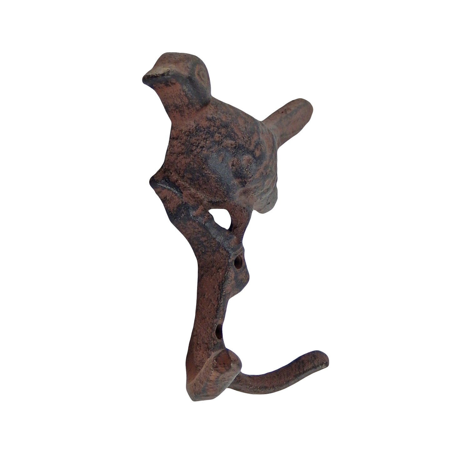 Cast Iron Bird Double Wall Hook Rustic Key Towel Coat Hanger Antique Brown Look