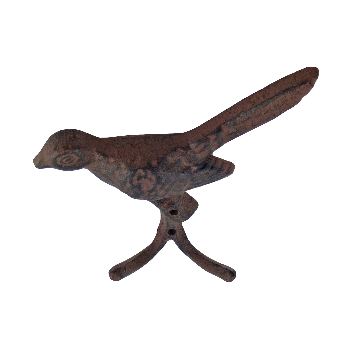 Cast Iron Bird Double Wall Hook Rustic Key Towel Coat Hanger Antique Brown Look