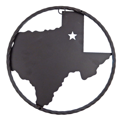 Metal Texas Map Outline Flag Wall Decor Round Rope Ring 9.5 inch