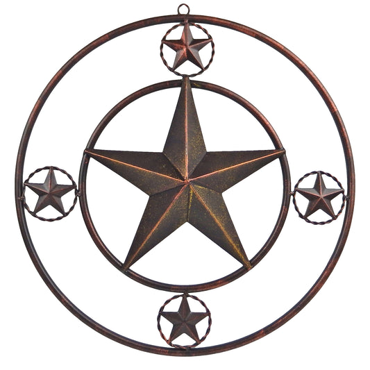 16" Metal Barn Star With Smooth Tube Rings Rustic Western Decor Wall Plaque Sign