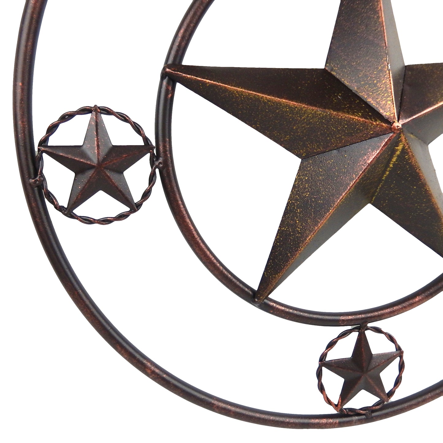 16" Metal Barn Star With Smooth Tube Rings Rustic Western Decor Wall Plaque Sign