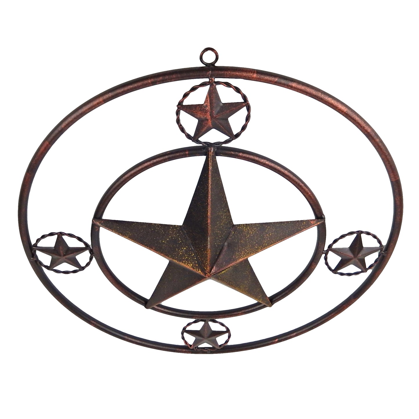 16" Metal Barn Star With Smooth Tube Rings Rustic Western Decor Wall Plaque Sign