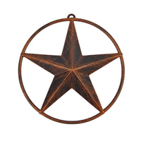 Small Metal Barn Star Wall Decor With Smooth Ring Brushed Copper Finish 6.25 in