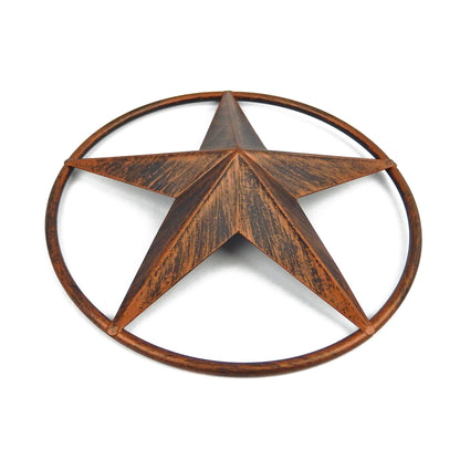 Small Metal Barn Star Wall Decor With Smooth Ring Brushed Copper Finish 6.25 in