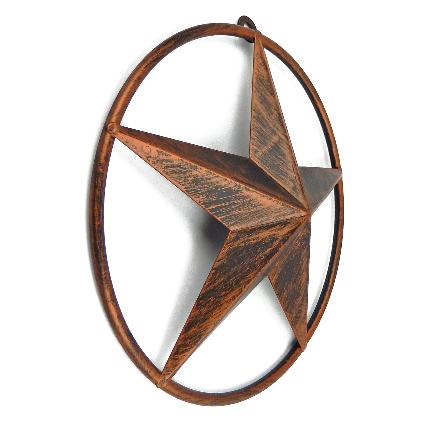 Small Metal Barn Star Wall Decor With Smooth Ring Brushed Copper Finish 6.25 in