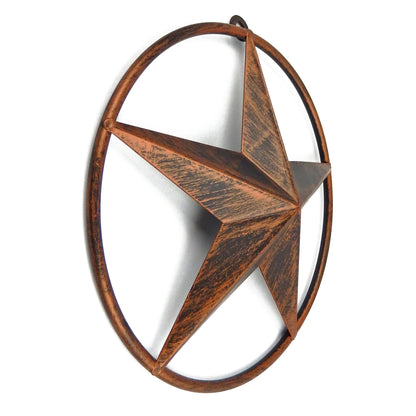 Small Metal Barn Star Wall Decor With Smooth Ring Brushed Copper Finish 6.25 in