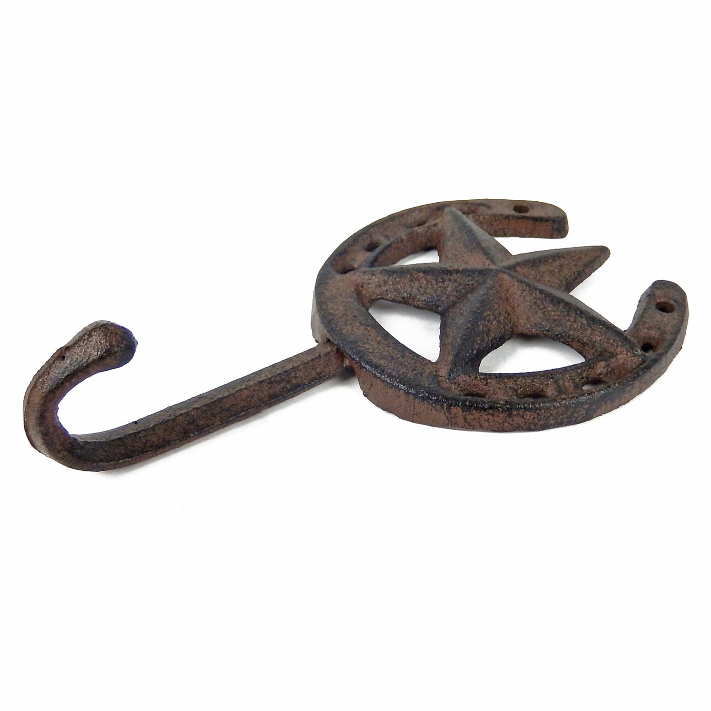 Horseshoe Star Key Hook Towel Hat Coat Hanger Rustic Cast Iron Antique Style