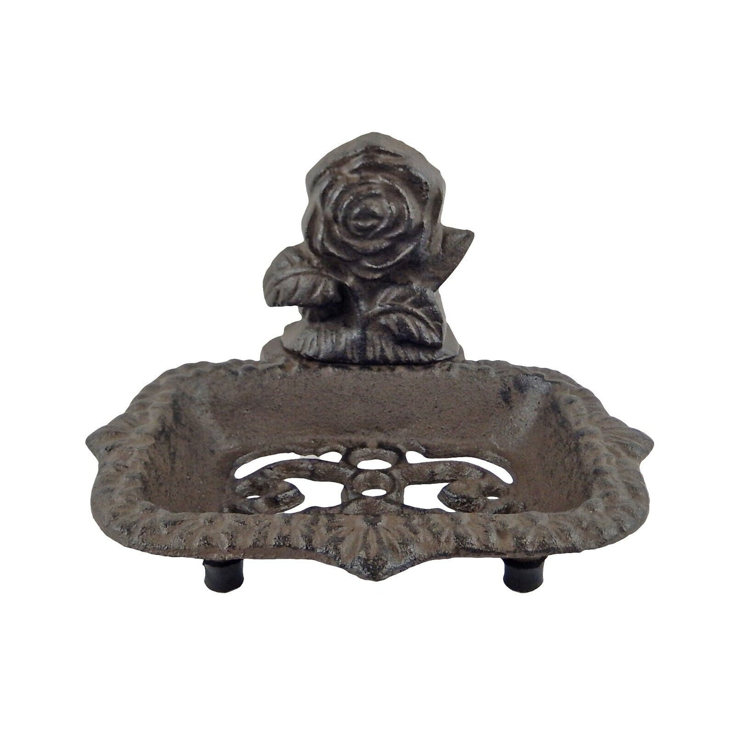 Rose Soap Dish Cast Iron Rustic Antique Style Victorian Floral Bathroom Decor