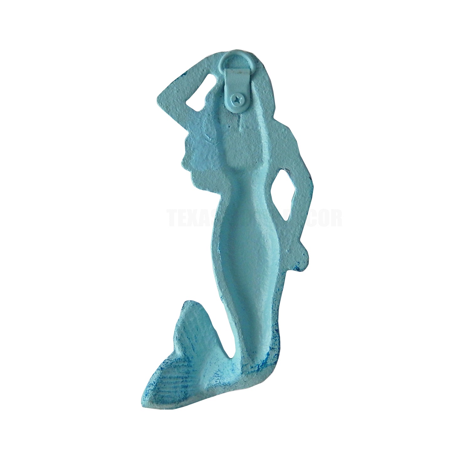 Mermaid Wall Hook Towel Coat Hanger Cast Iron Antique Style Blue Nautical Decor