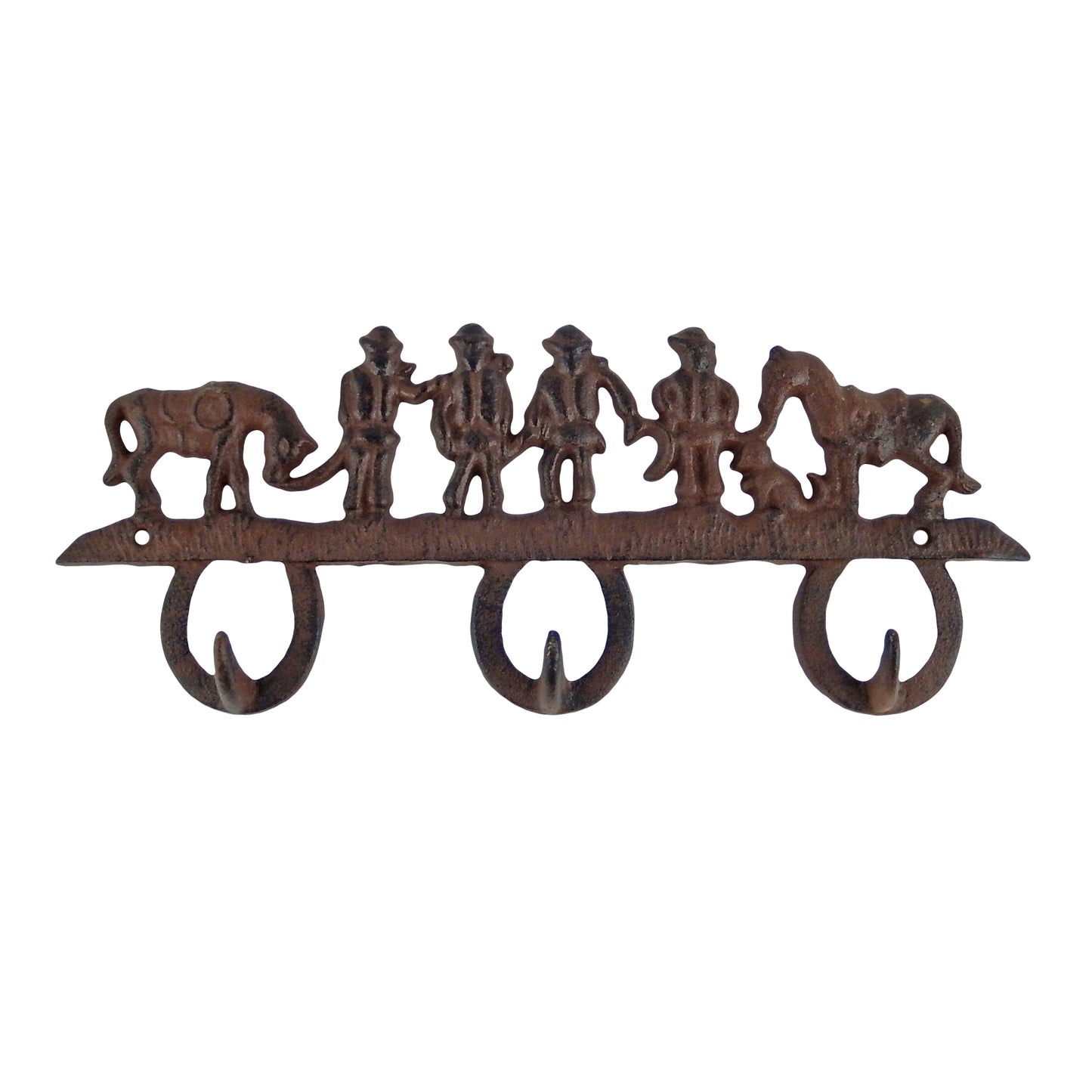 Cowboys Horses Key Rack Cast Iron Horseshoes Towel Coat Hook Hanger Wall Mounted