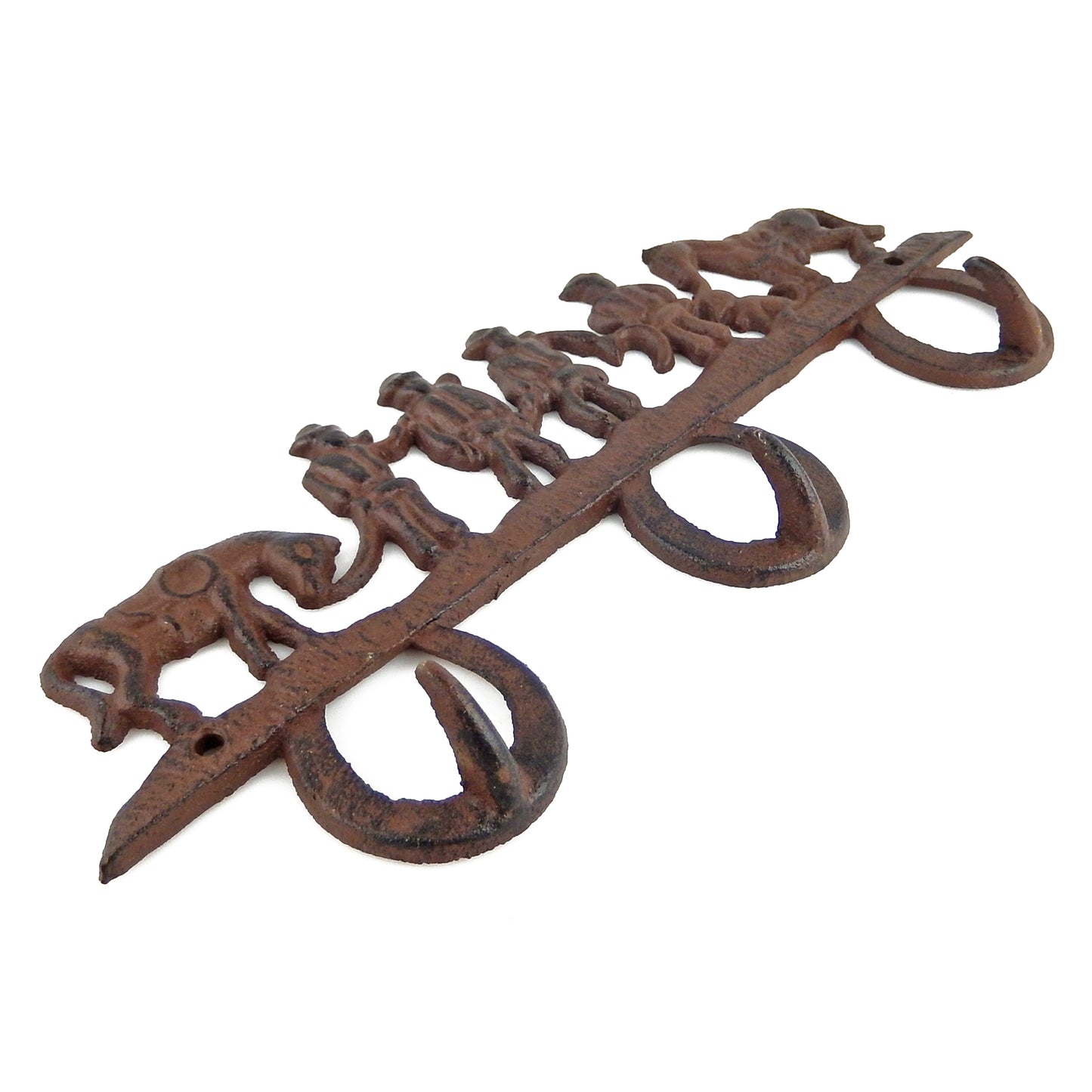 Cowboys Horses Key Rack Cast Iron Horseshoes Towel Coat Hook Hanger Wall Mounted