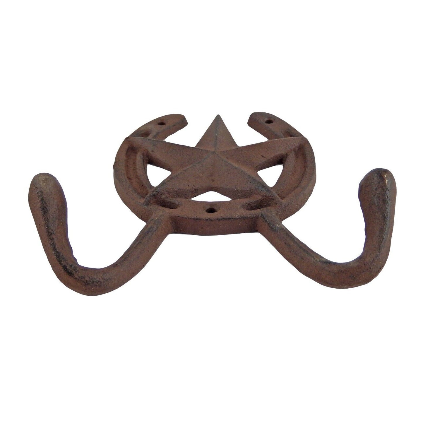 Large Horseshoe Star Double Wall Hook Key Towel Coat Hanger Western Rustic Brown