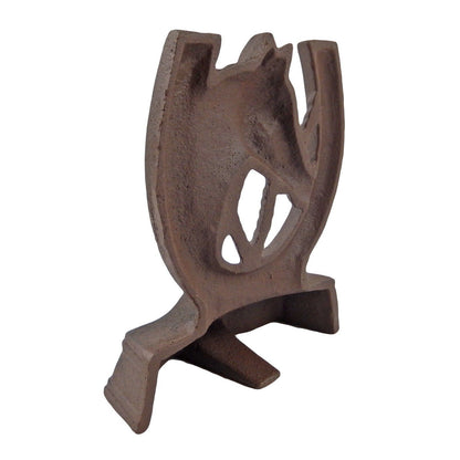 Horseshoe Horsehead Bookends Set Cast Iron Rustic Antique Western Style Brown