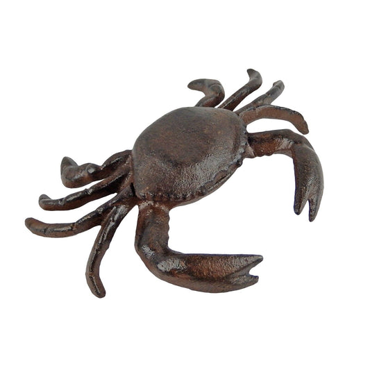 Cast Iron Crab Garden Pond Figurine Paperweight Rustic Nautical Decor Brown