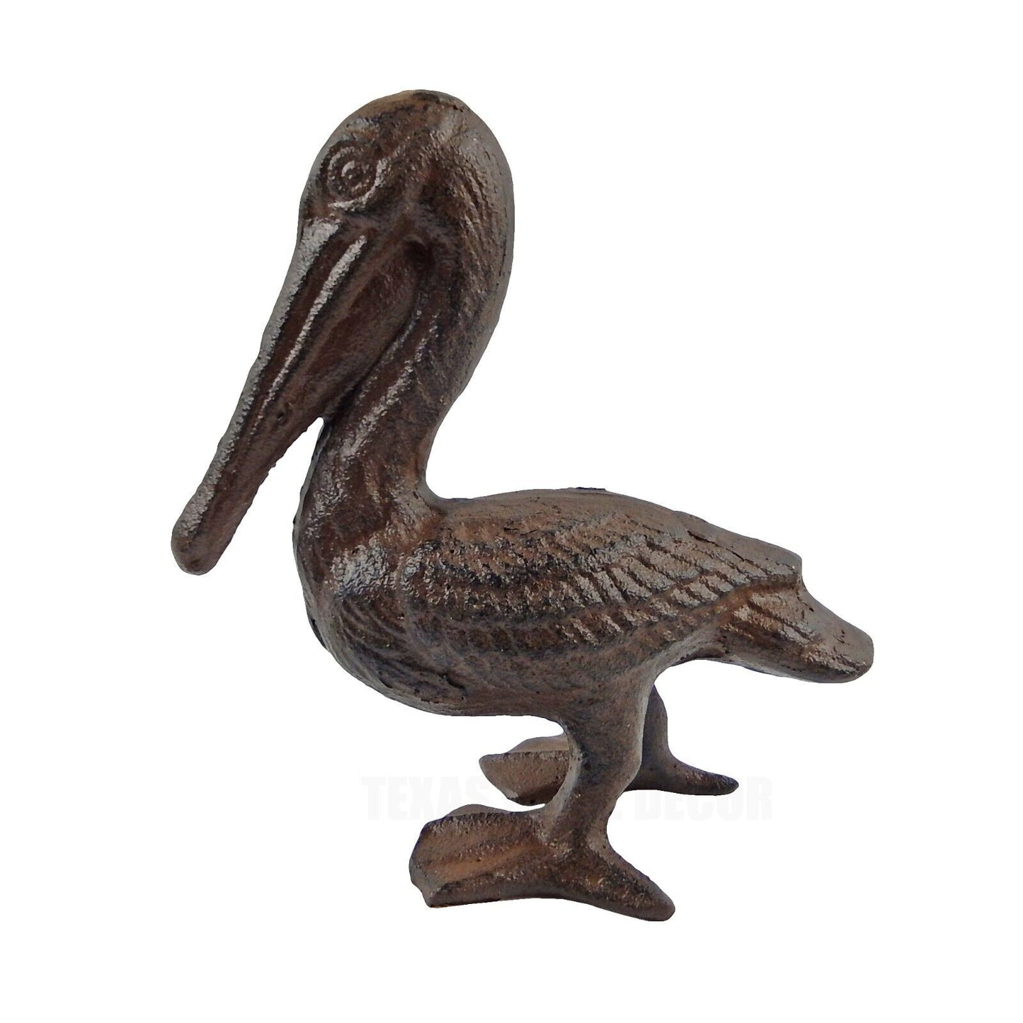 Pelican Cast Iron Figurine Statue Nautical Beach Garden Decor Rustic Brown