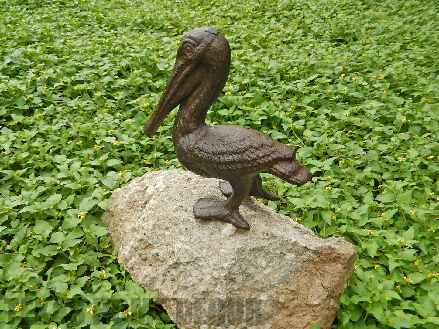 Pelican Cast Iron Figurine Statue Nautical Beach Garden Decor Rustic Brown