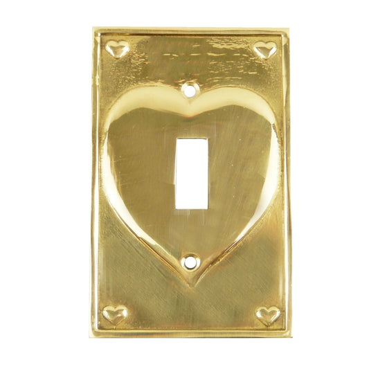 Hearts Solid Brass Metal Single Toggle Switch Wall Plate Cover 4 1/4 x 2 3/4 in