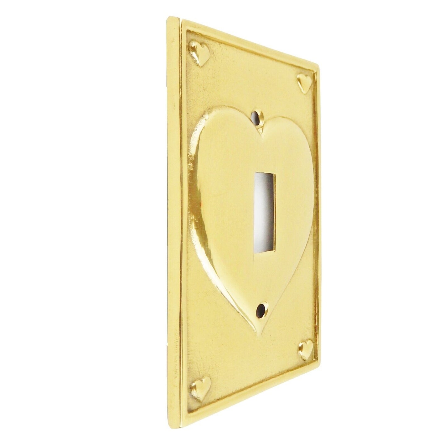 Hearts Solid Brass Metal Single Toggle Switch Wall Plate Cover 4 1/4 x 2 3/4 in