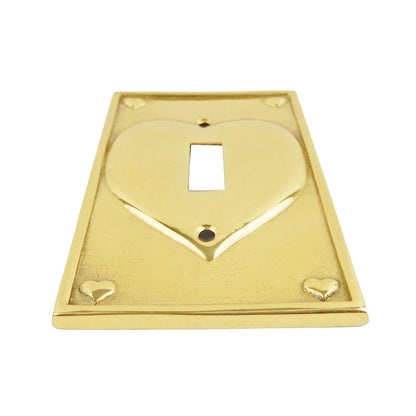 Hearts Solid Brass Metal Single Toggle Switch Wall Plate Cover 4 1/4 x 2 3/4 in