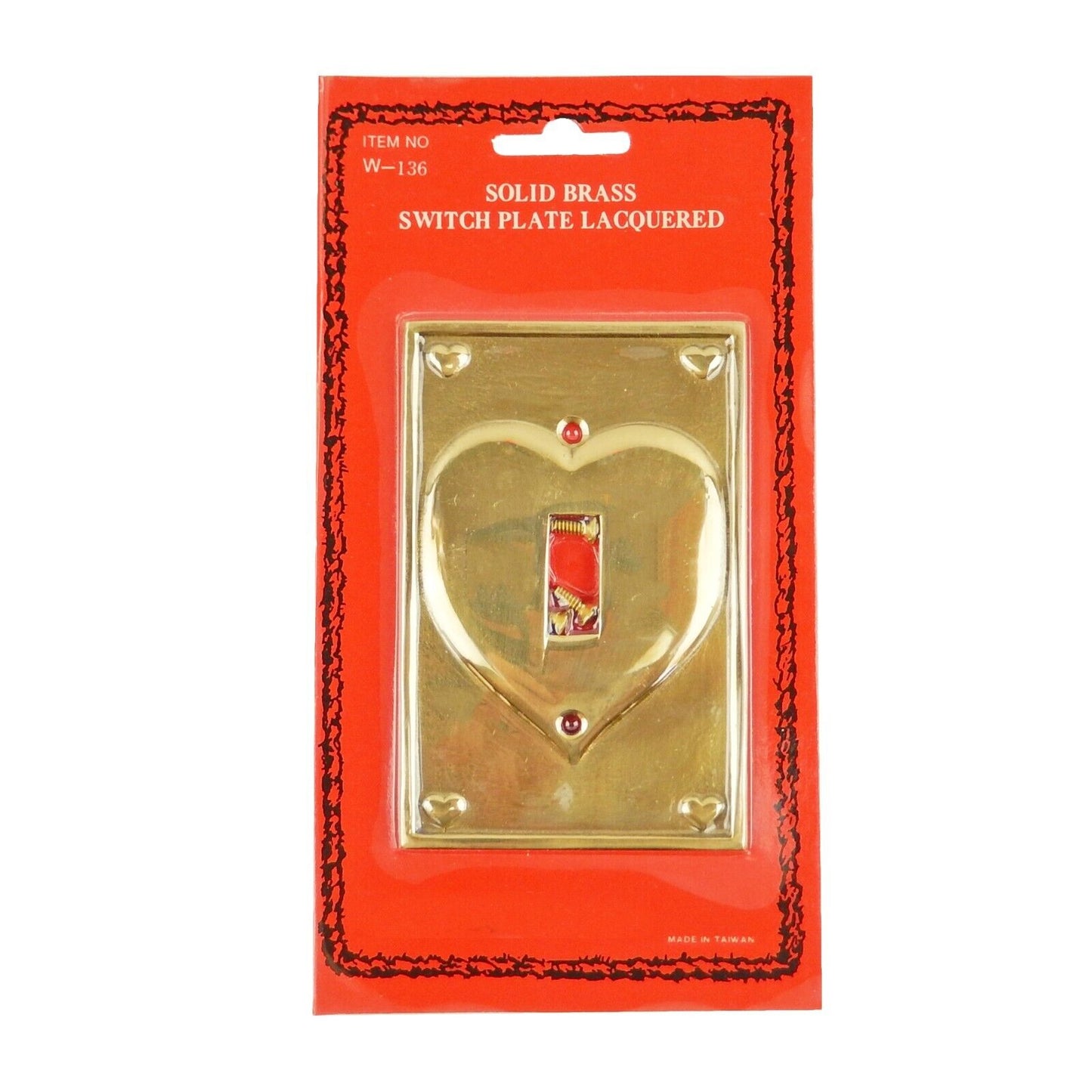 Hearts Solid Brass Metal Single Toggle Switch Wall Plate Cover 4 1/4 x 2 3/4 in