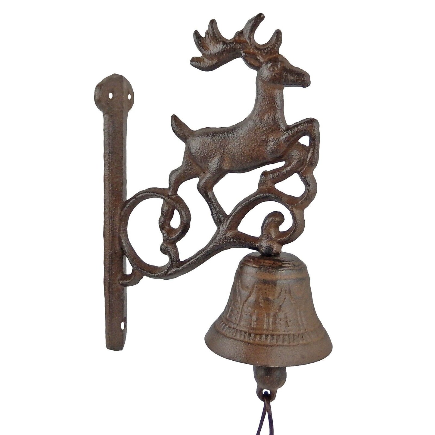 Cast Iron Deer Buck Dinner Bell Wall Mounted Cabin Lodge Decor Antique Brown