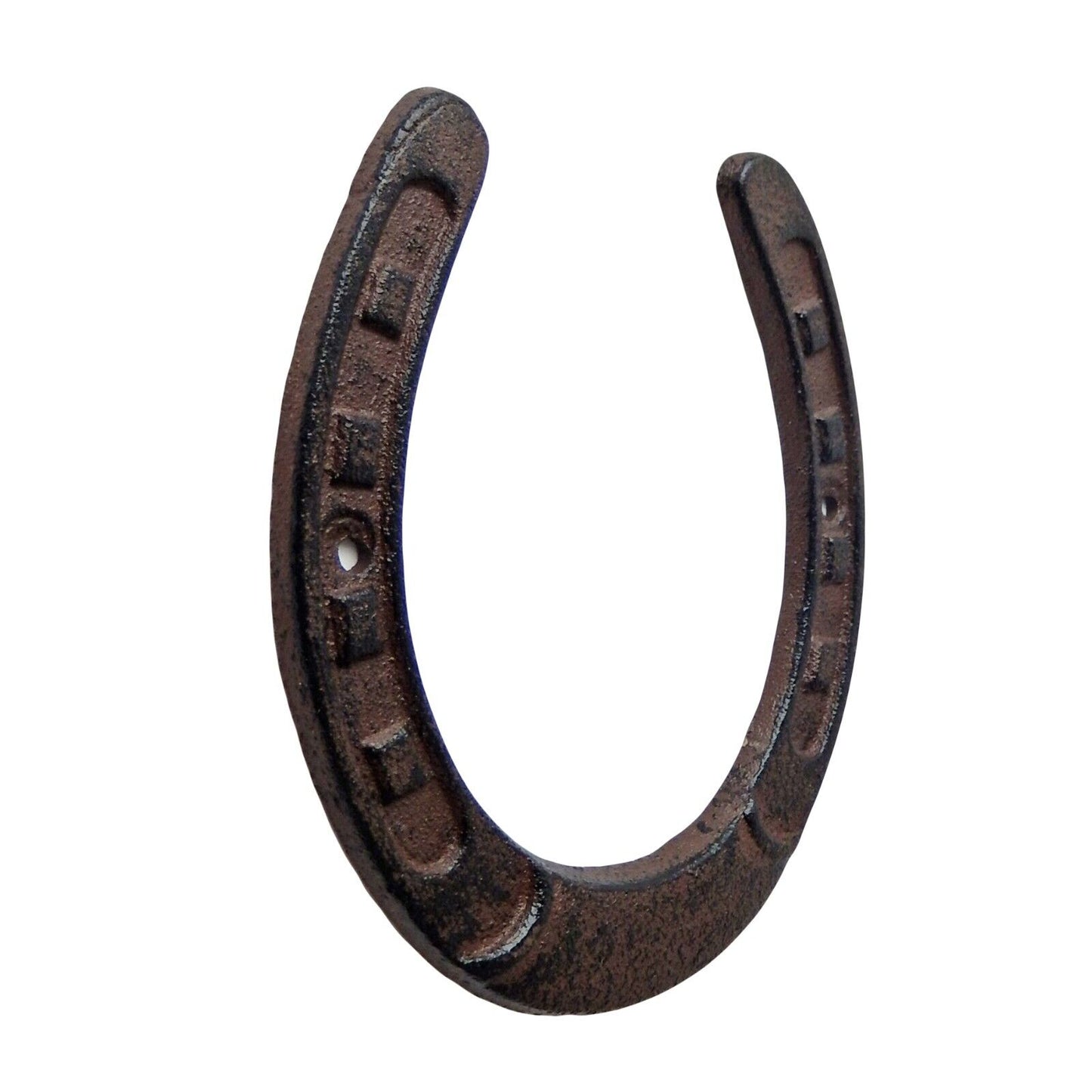 Large Cast Iron Rustic Lucky Horseshoe Decorative Brown Western Decor 6.5 x 6 in