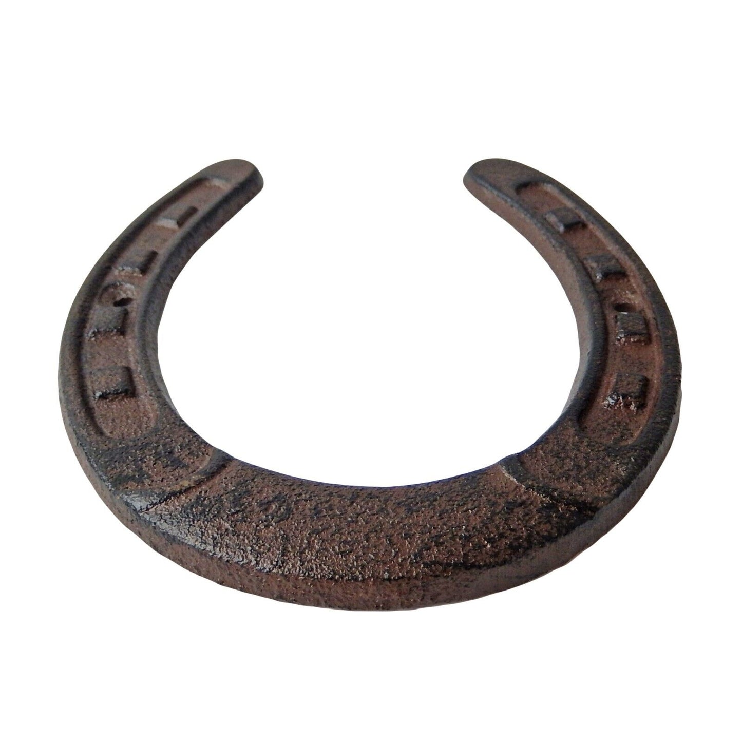 Large Cast Iron Rustic Lucky Horseshoe Decorative Brown Western Decor 6.5 x 6 in