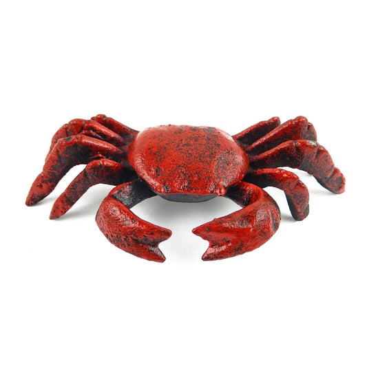 Cast Iron Crab Garden Pond Figurine Paperweight Rustic Red Nautical Decor