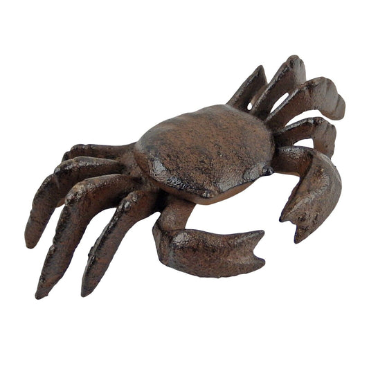 Cast Iron Crab Garden Pond Figurine Paperweight Rustic Brown Nautical Decor