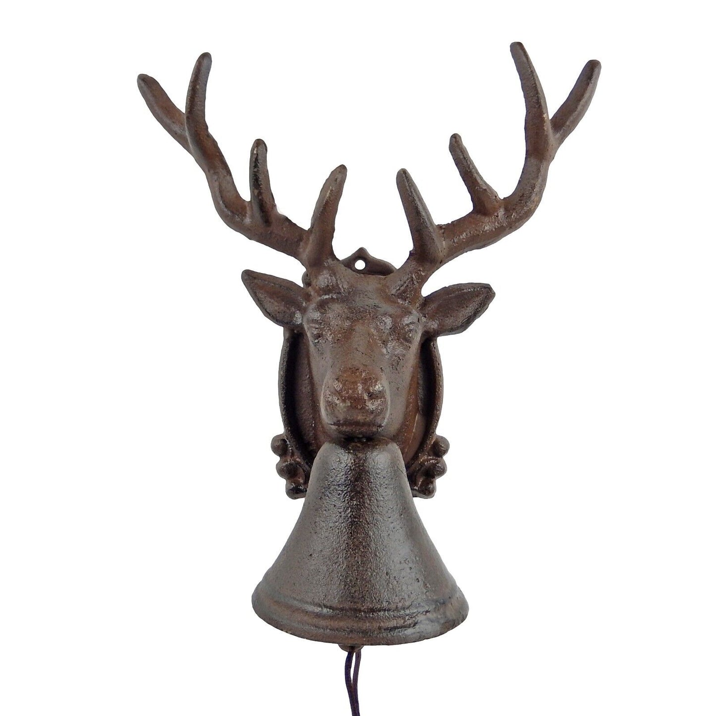 Cast Iron Deer Buck Dinner Bell Heavy Duty Farm Cabin Lodge Decor Rustic Brown