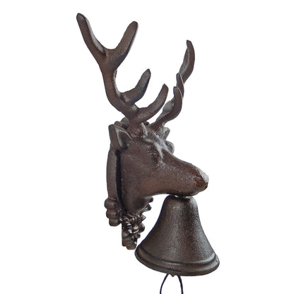 Cast Iron Deer Buck Dinner Bell Heavy Duty Farm Cabin Lodge Decor Rustic Brown