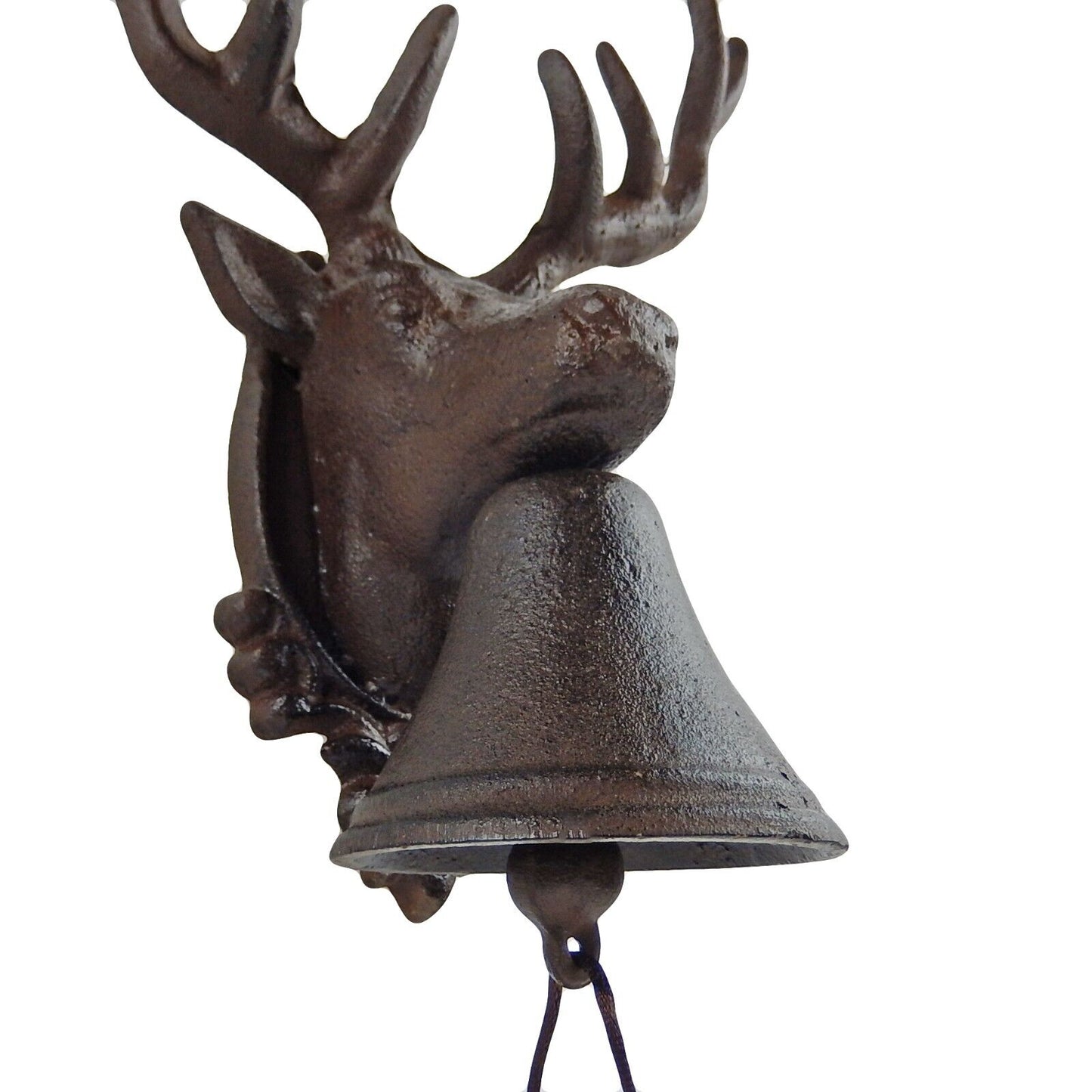 Cast Iron Deer Buck Dinner Bell Heavy Duty Farm Cabin Lodge Decor Rustic Brown