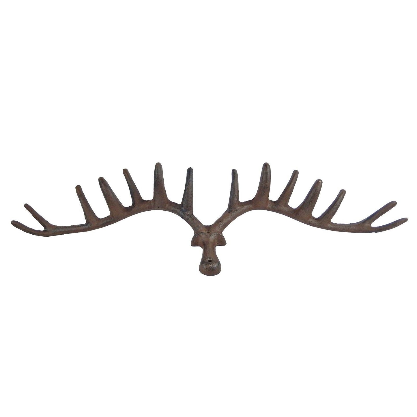 XL Antler Wall Hooks Coat Hanger Key Hook Rack Rustic Brown Cast Iron 24 1/2 in