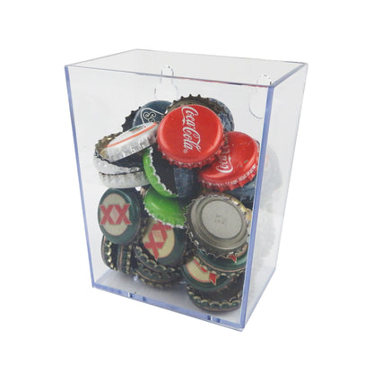 Small Clear Plastic Beer Bottle Cap Catcher For Wall Mount Openers Holds 50 Caps